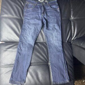 Wrangler Retro Men's Slim Fit Straight Leg Cowboy Western Jeans Blue Denim 33x34